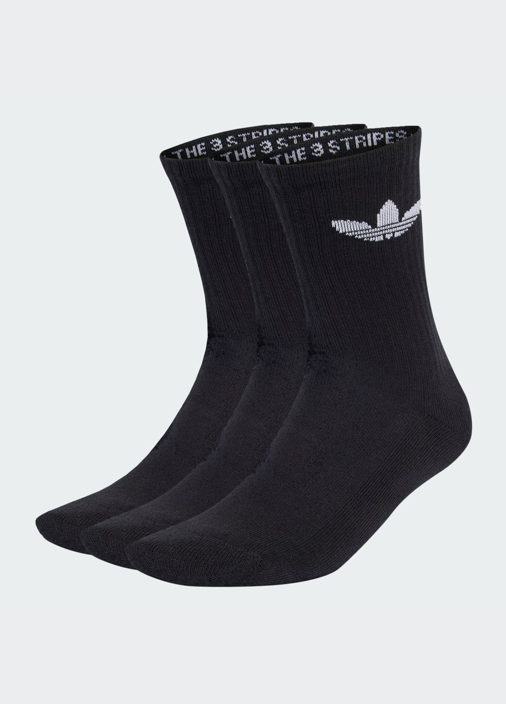 Чёрные три пары носков trefoil cushion crew adidas логотипы (369370105)