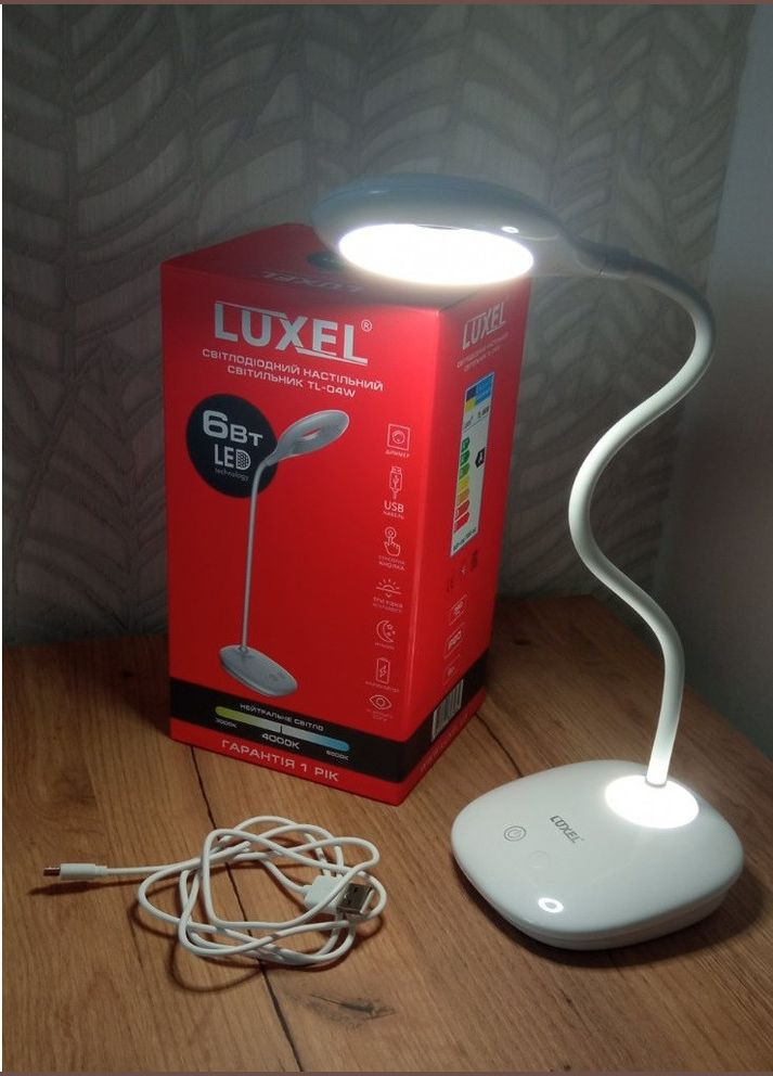 Світильник світлодіодний настільний акумуляторний 6w ( ) +usb, нічник (TL-04W) Luxel (334004333)