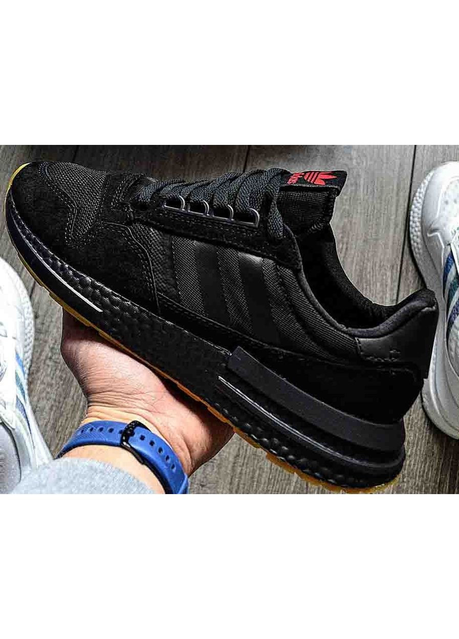 Чорні Осінні кросівки чоловічі adidas zx 500 black brown адідас zx 500 No Brand