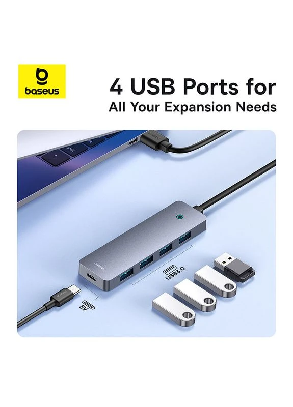 USB-хаб UltraJoy Series 4-Port HUB Lite 50cm Space Grey（USBA to USB3.0*4+Type-C5V） (B0005280B811-01) Baseus UltraJoy Series Lite (385665439)