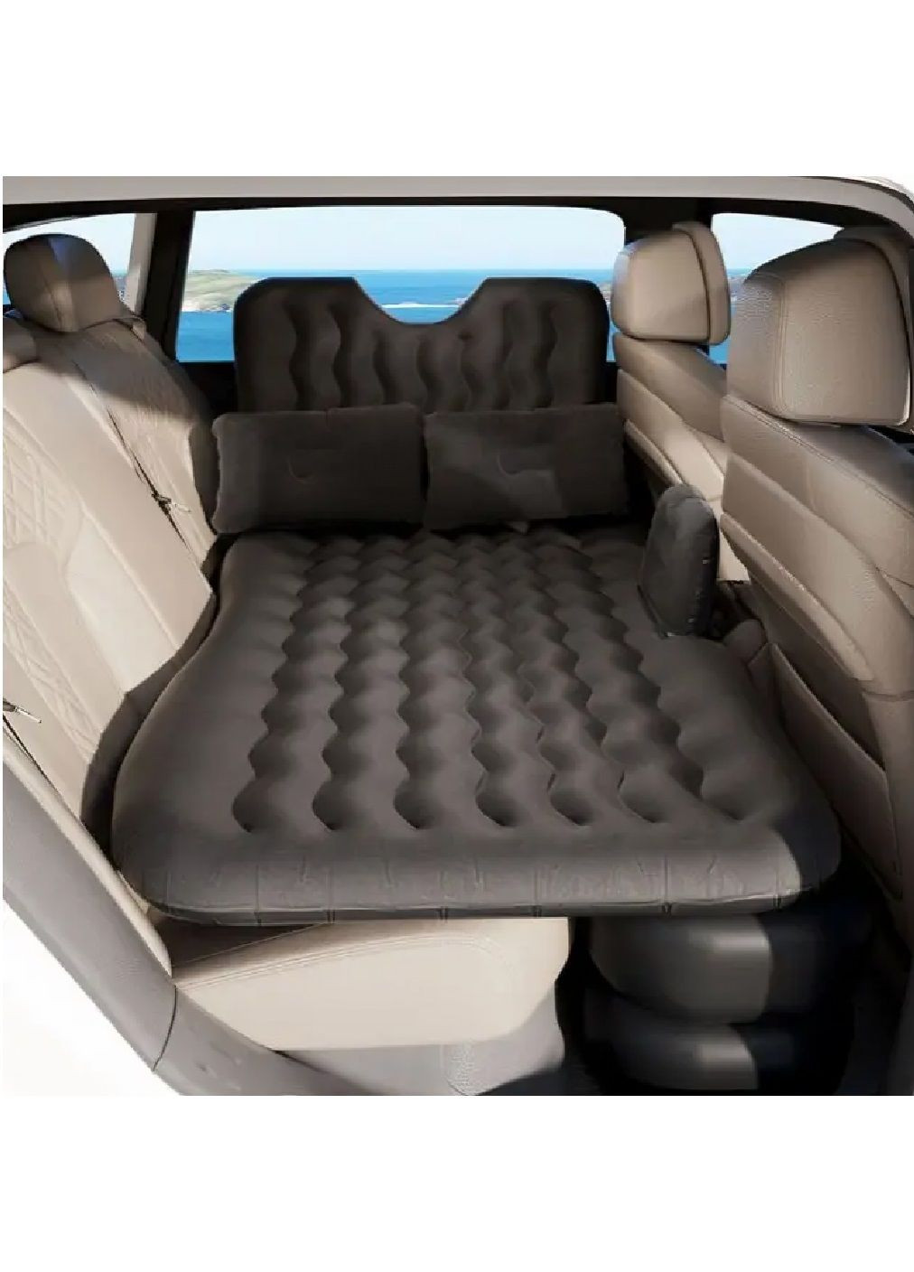 Надувной матрас кровать спальное место с подушками на заднее сидение в салон машины автомобиля 185х90 см (480818-Prob) Черный Unbranded (344464814)