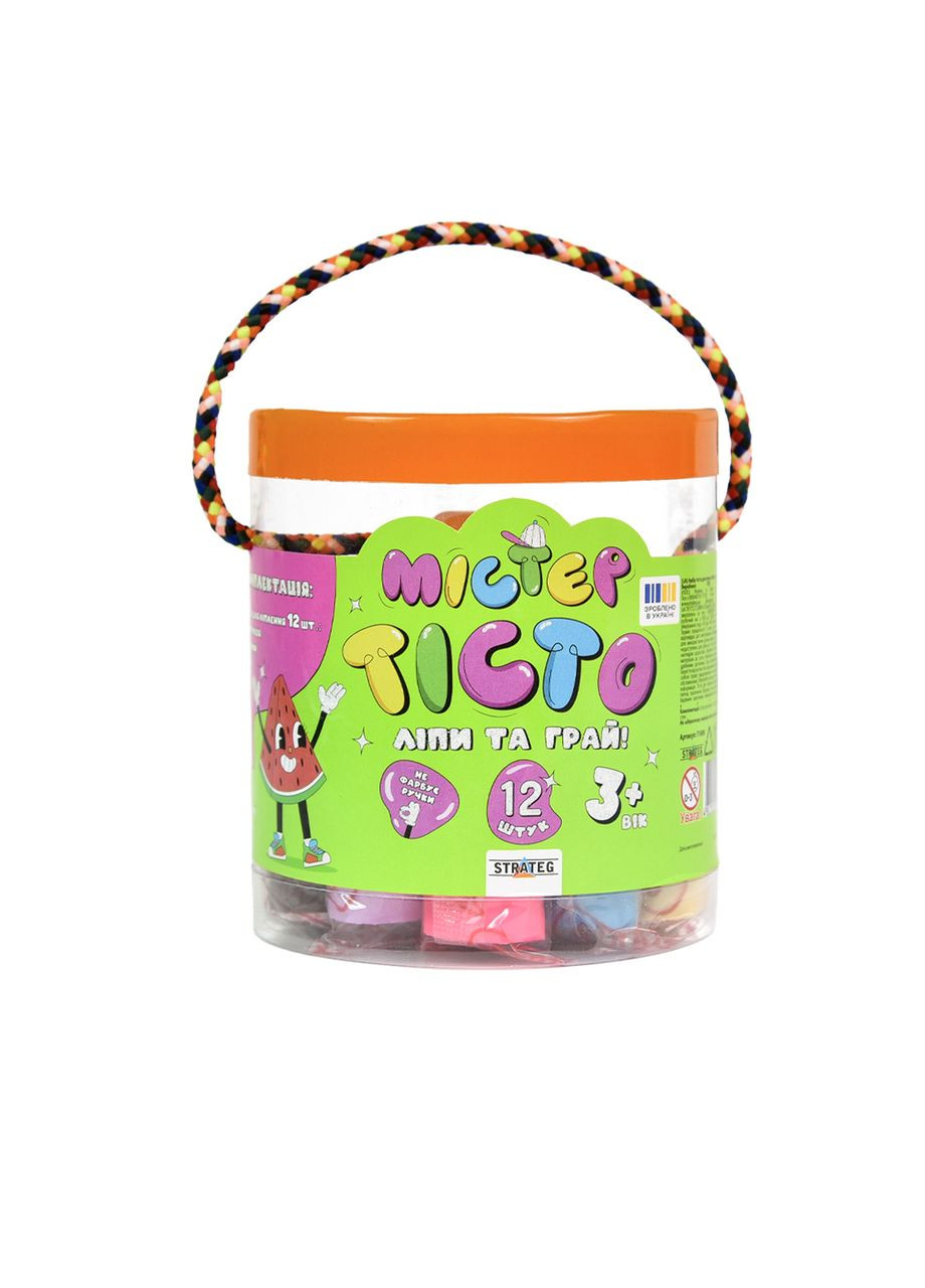 Набір маси для ліплення Містер тісто 12 кольорів у блістер українською мовою (71808) Strateg (362436007)