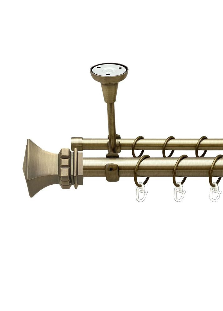Карниз Емпорія металевий дворядний відкритий до стелі гладка труба Антик 25\16 мм 200 см (00-00018495) ORVIT (300692286)