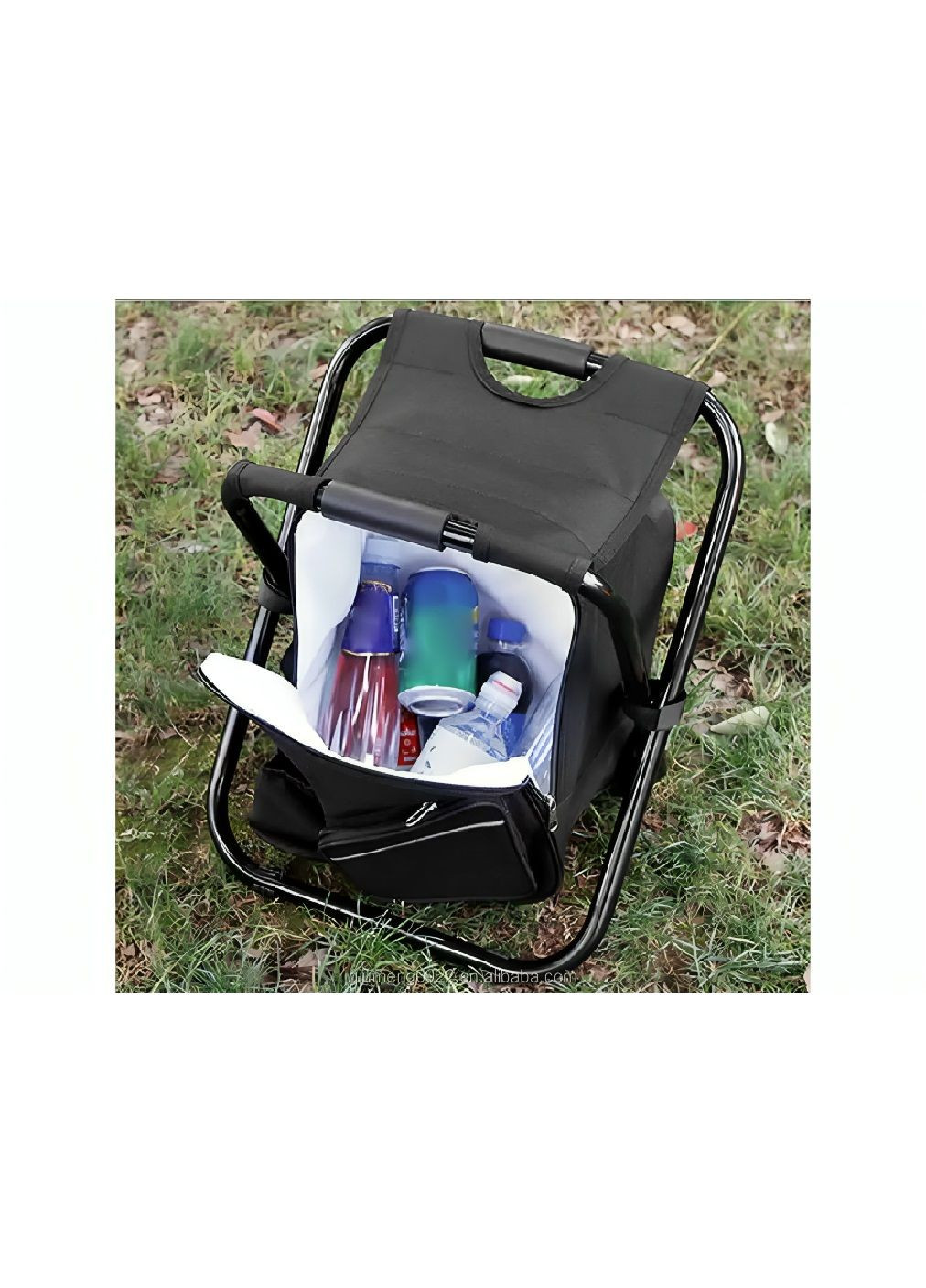 Складаний стілець рюкзак з термосумкою для риболовлі кемпінгів походів відпочинку на природі 49х36х29 см (480240-Prob) Чорний Unbranded (332163684)