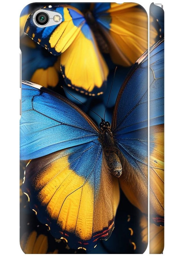 3D пластиковий матовий чохол 'Жовто-блакитні метелики' для Endorphone xiaomi redmi note 5a (285705319)