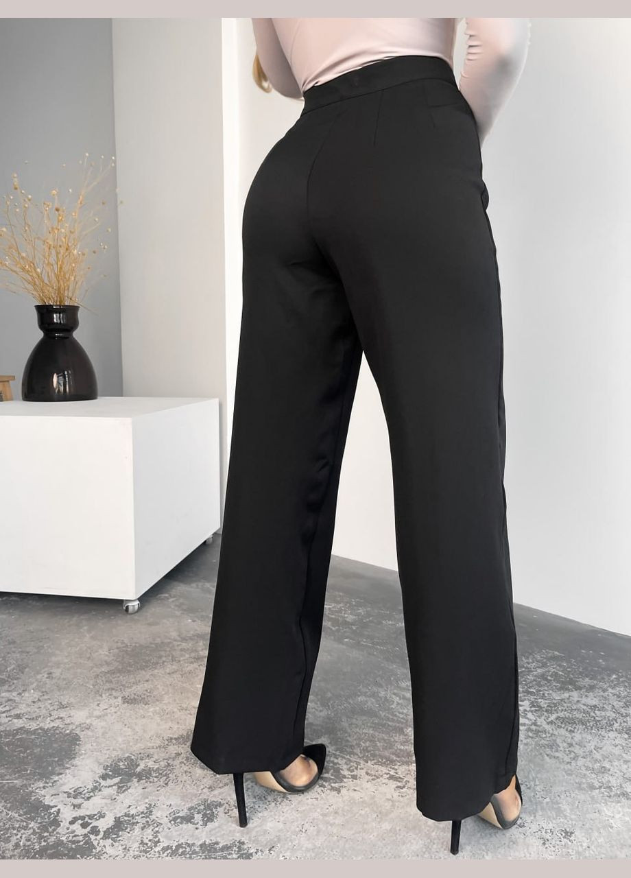 Классические прямые черные штаны из качественной костюмки, однотонные штаны на высокой посадке без карманов No Brand 955-3 (284119730)