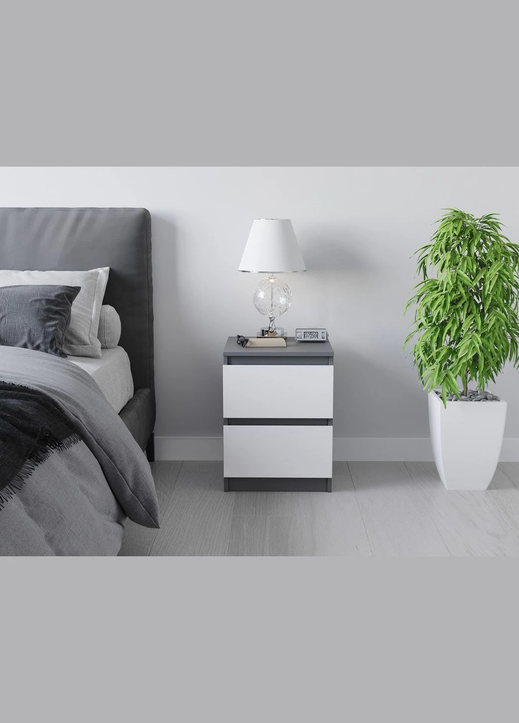 Тумбочка на 2 шухляди T-225 Ш400/В530/Г400 Білий MORELI (312232244)