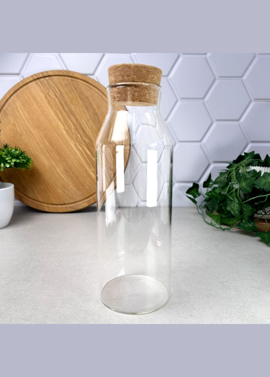 Стеклянная бутылка для напитков с пробковой крышкой 1.2 л No Brand (314963367)