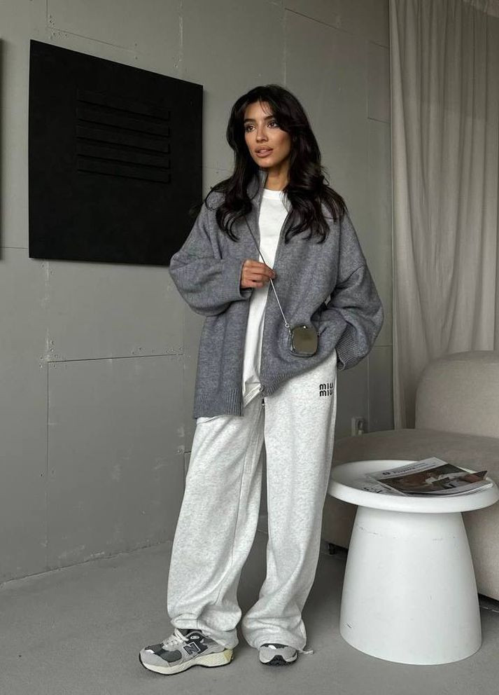 Стильные оверсайз штаны палаццо с логотипом Україна (351480423)