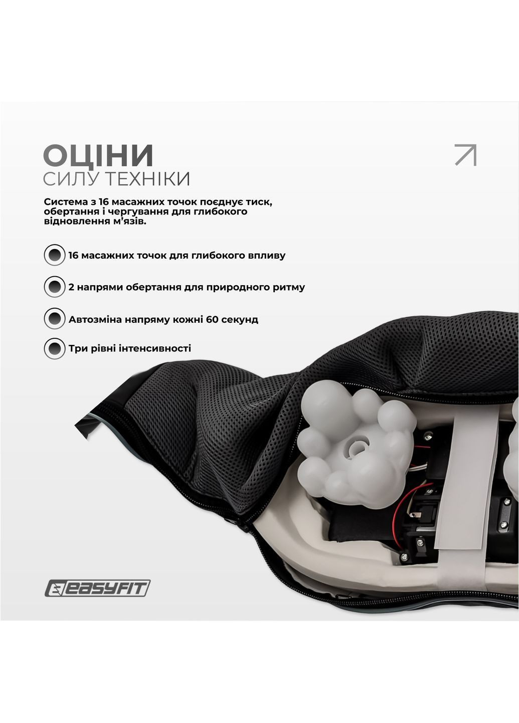 Масажер для шиї Shiatsu (роликовий шиацу-масаж плечей і тіла) EasyFit (367584506)