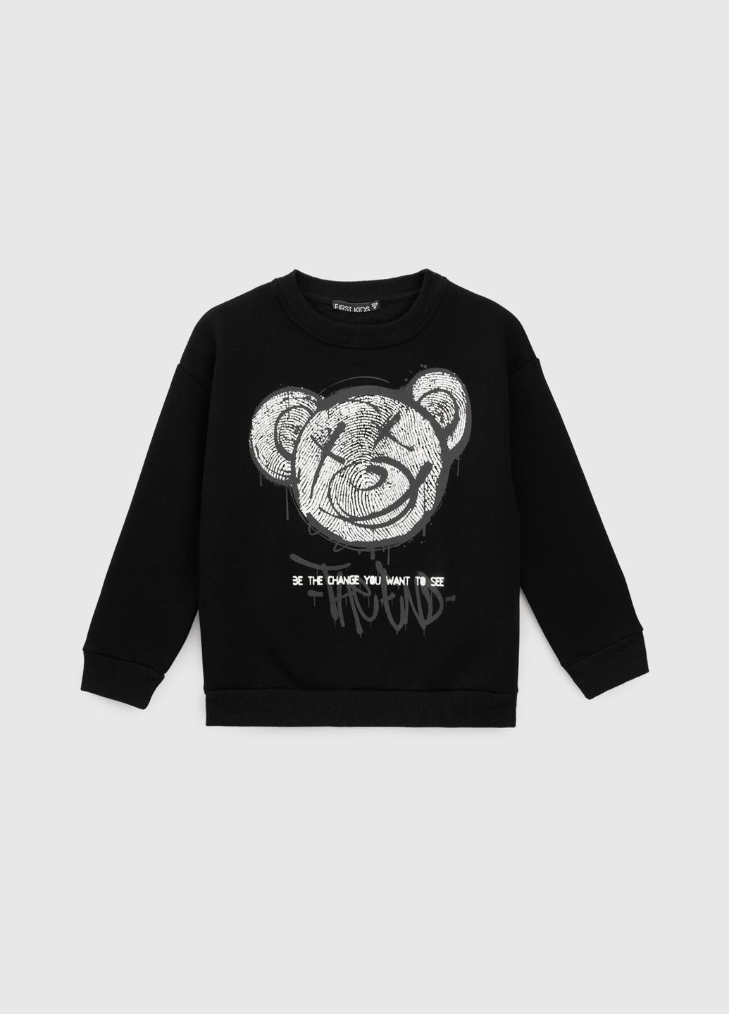 First Kids свитшот с принтом для мальчика 3412 116 см черный (2000990755780d) shop (2000990755780) черный повседневный хлопок, эластан