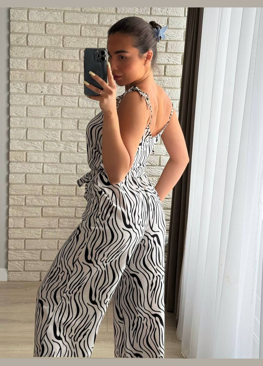 Стильний комбінезон з ніжного софту No Brand Р4939-256 комбінезон-брюки білий софт