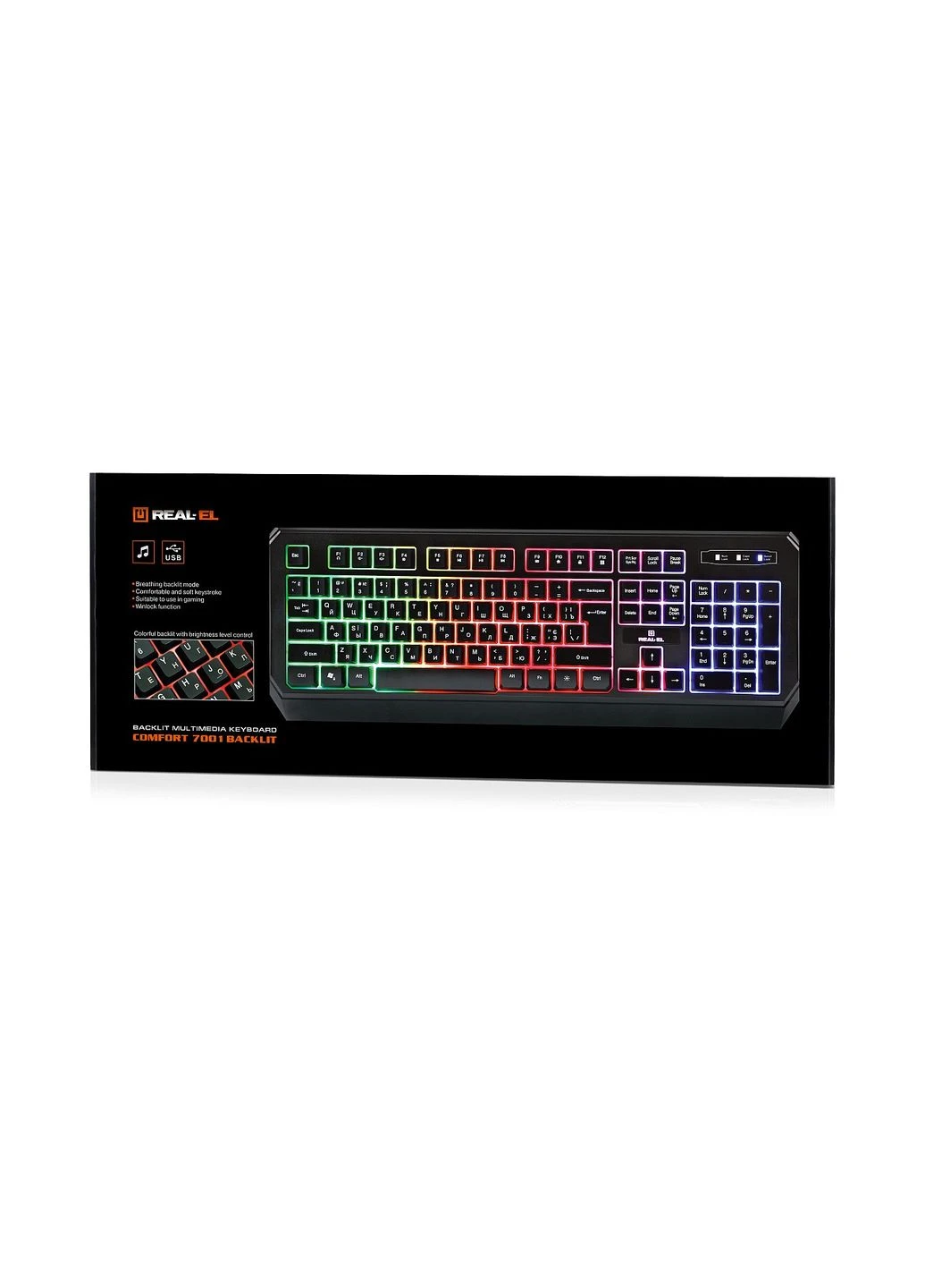 Клавіатура Comfort 7001 Ukr Black Real-El (336958369)