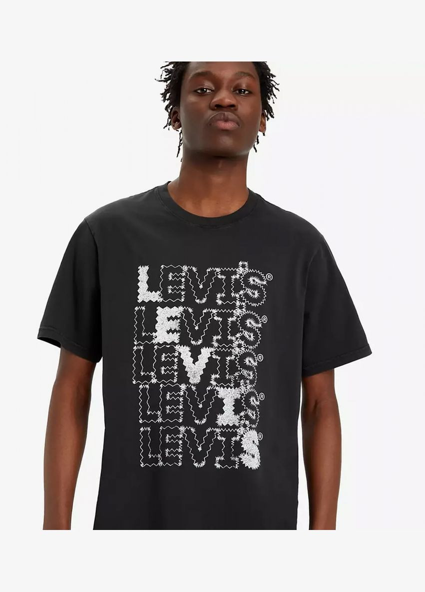 Черная футболка Levi's вільного крою A63010000 Caviar and White
