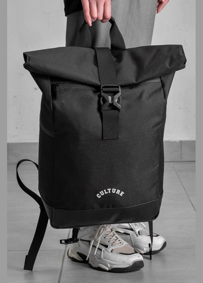 Повседневный рюкзак Роллтоп школьный с принтом Culture Black Without (347584718)