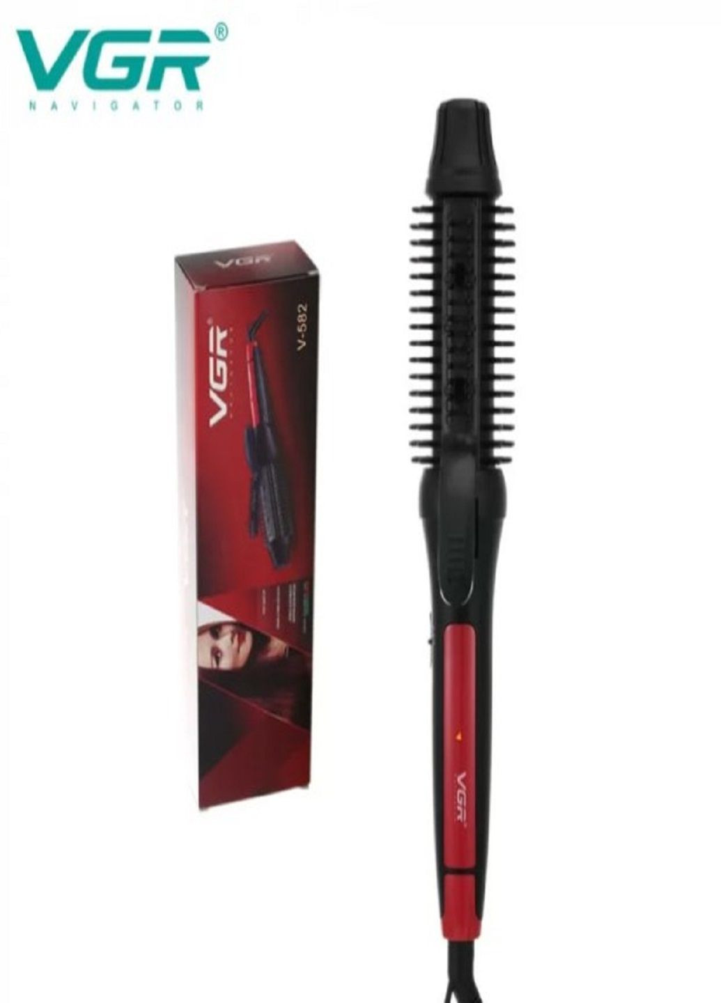 Электрогребешок плойка для укладки волос V 582 для завивки накрутки локонов Черный VGR (302243352)