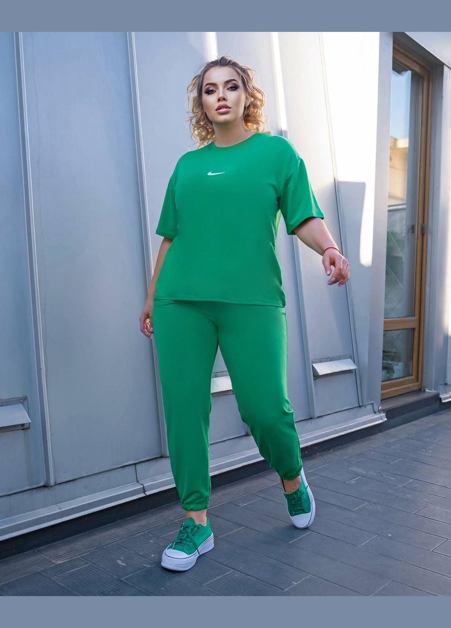 Женский спортивный костюм с футболкой цвет зеленый р.46/48 452658 New Trend (285711990)