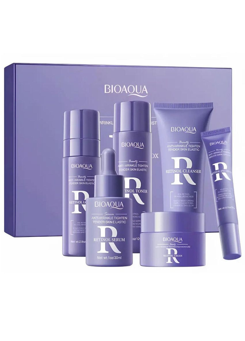 Подарунковий антивіковий набір косметики для обличчя 6в1 Retinol з ретиноломю Bioaqua (352746981)