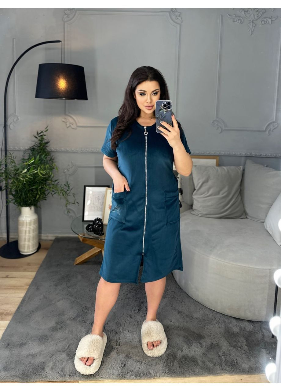 Халат високоякісний велюр на блискавці з кишенею Україна (366089273)