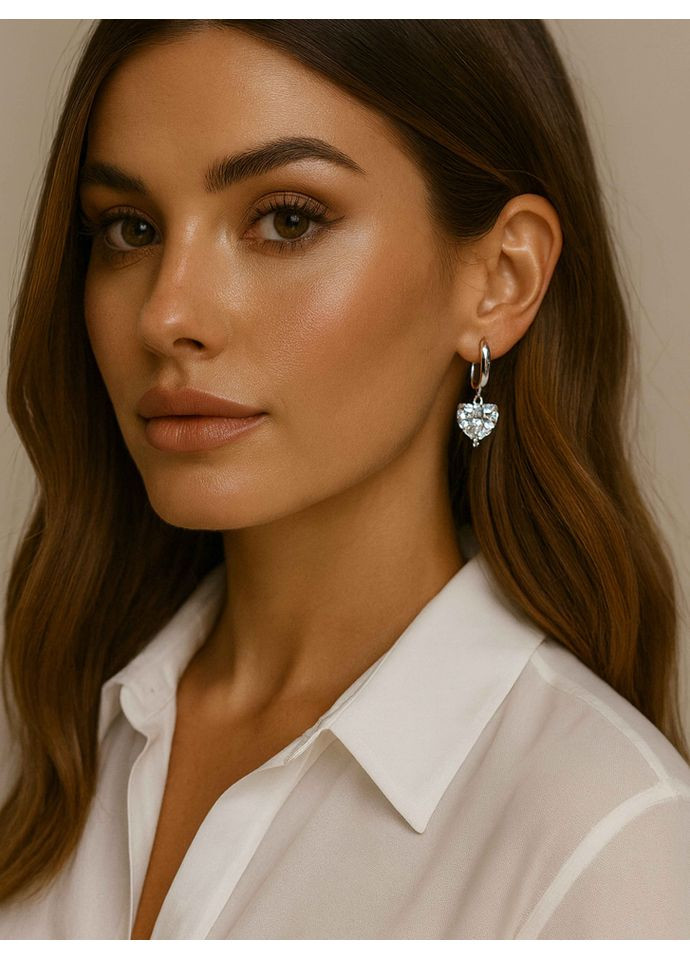 Серьги с подвеской хрустальное сердце 5423 LeBijou (367579923)