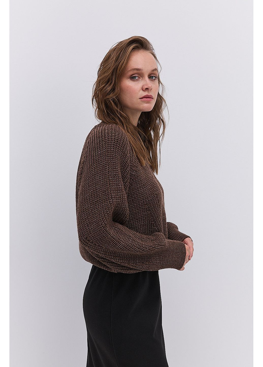 Вязаная женская кофта темно-серая с рукавами-регланами Arjen (364967532)