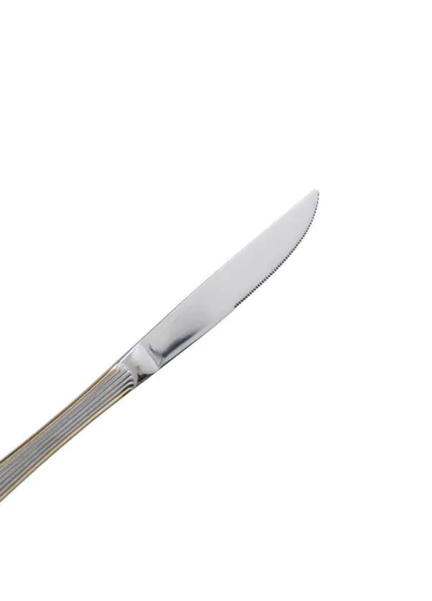 Набор столовых ножей 6 штук ножи сервировочные из нержавеющей стали 22.5 см Серебро с золотой обводкой HP-20-30 Yiwu (351431391)