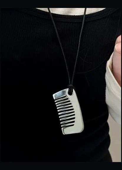 Колье удлиненный кожаный шнурок с кулоном Гребешок No Brand (329424206)