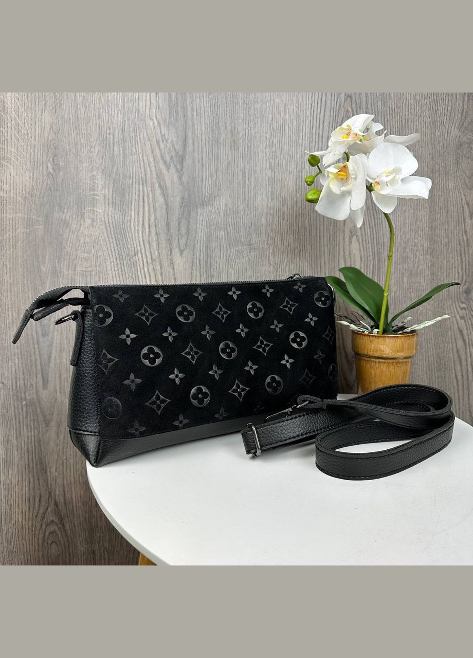 Жіноча міні сумка клатч на плече натуральна чорна замша (sku_1533) No Brand (330575686)