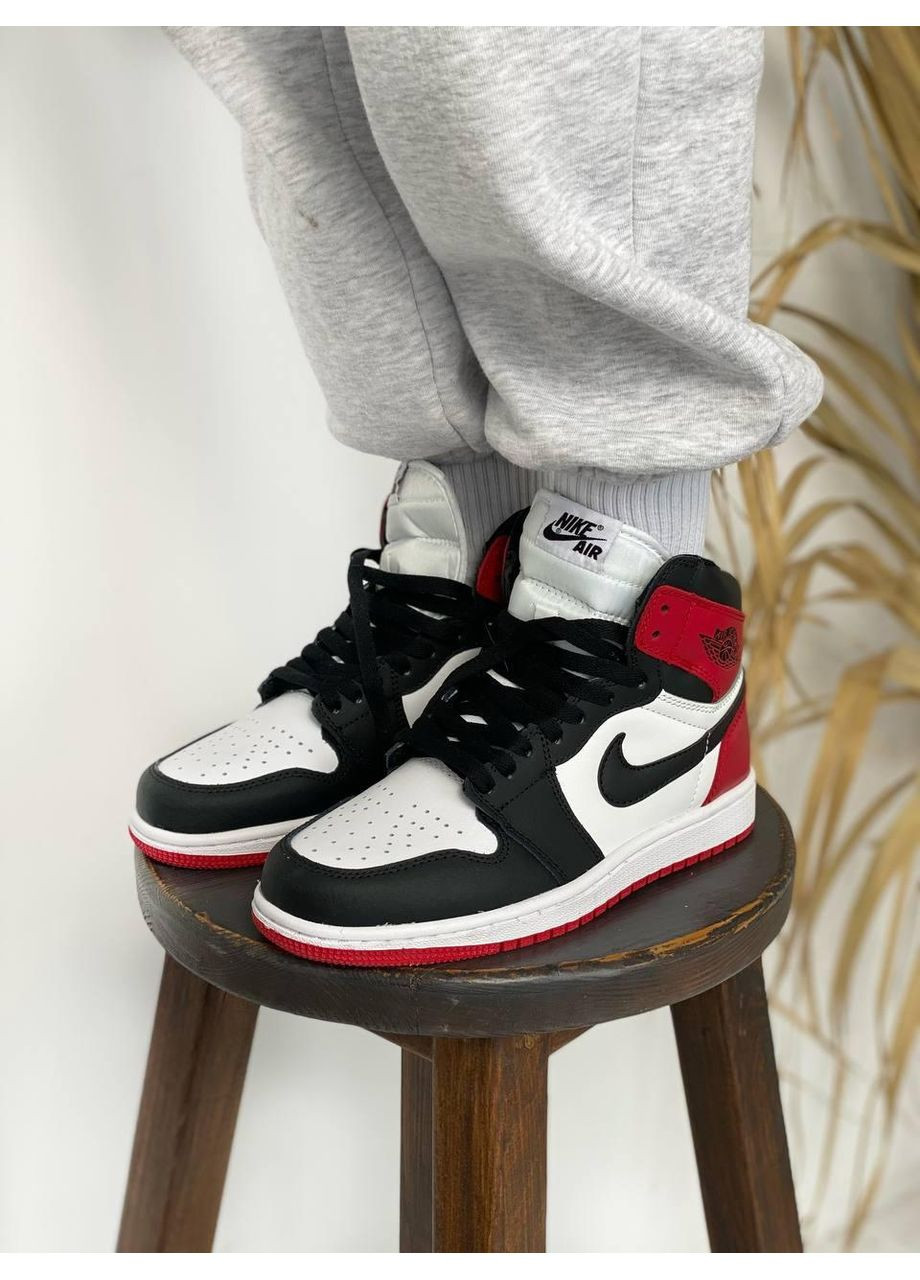 КРОСІВКИ ЖІНОЧІ NIKE AIR JORDAN 1 RETRO HIGH BLACK RED WHITE НАЙК АІР ДЖОРДАН No Brand чорні демісезони (367173142)
