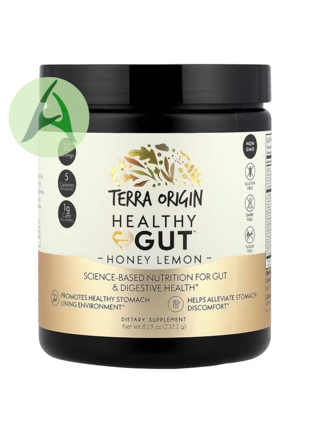 Healthy Gut, добавка для здоров’я кишківника, мед і лимон, 232,2 г Terra Origin (364237984)