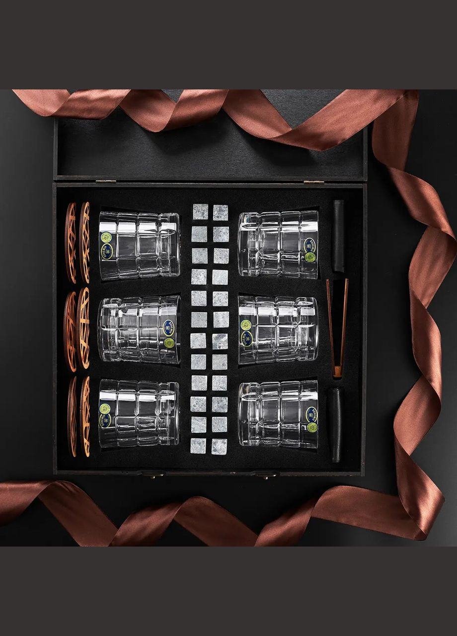 Набор для виски с гравировкой и шестью бокалами Bohemia Timesquare 320 мл Handmade WS607 (345646779)