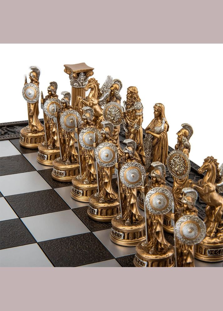 Набор подарочных шахмат Греция черная доска 43,3х43,3 см фигурки из полистоуна 77745AB Veronese (346532250)