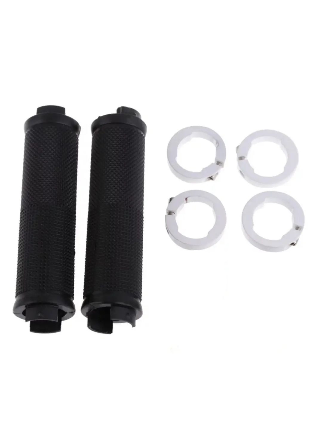 Гріпси каучукові,ручки на кермо велосипеда рифлені з замками в чорно-сріблястому кольорі China (366875198)