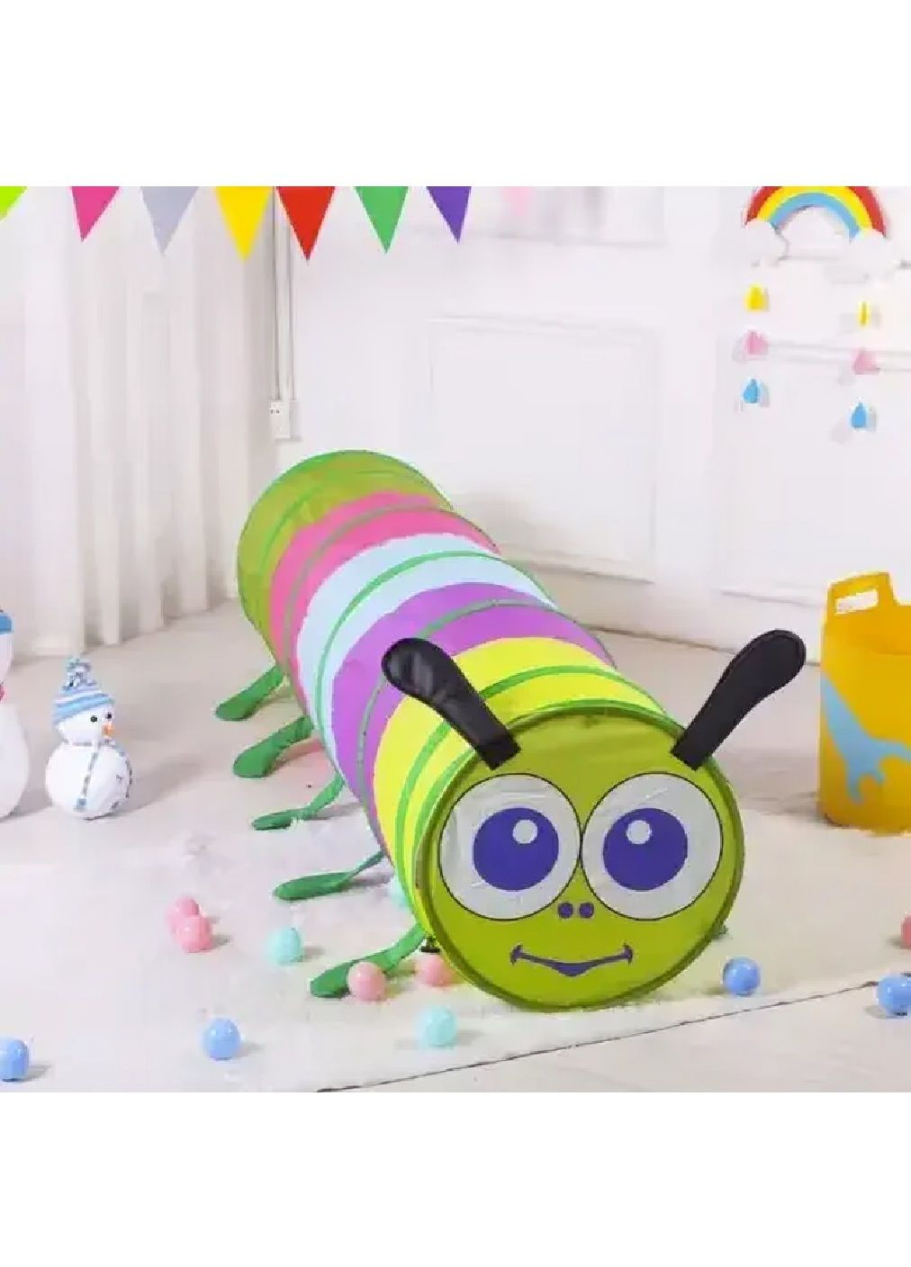 Детская игровая складная удлиненная палатка тоннель гусеница с чехлом для детей малышей 66х75х165 см (478745-Prob) Unbranded (311280168)