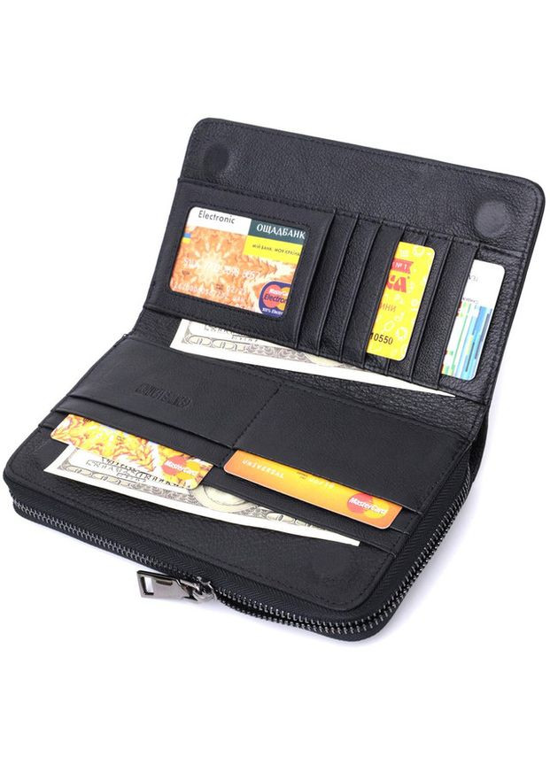 Сумка клатч з ремінцем на руку із натуральної шкіри чоловіча для телефону маленька Чорний 40203 st leather (361348663)