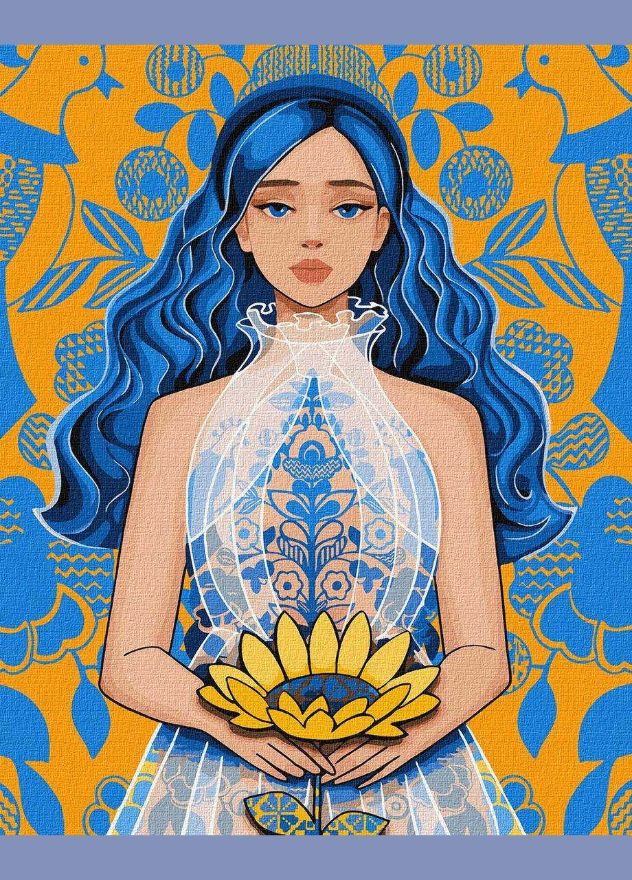Картина за номерами українська тематика Золота квітка ©mosyakart 40х50 Патріотична Ідейка KHO2586 Идейка (308989279)