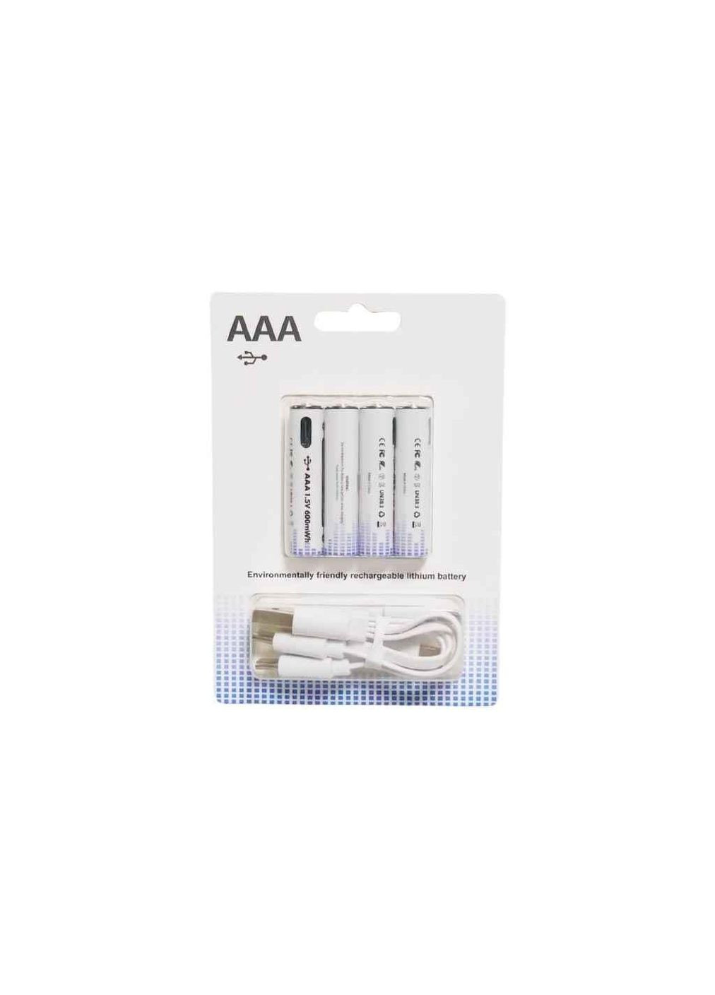 Батарейка аккумуляторная AAA 1000mAh 4шт (Li-ion) с разъемом Type-C (бокс с кабелем 1х в комплекте) ТМ КИТАЙ No Brand (322844843)