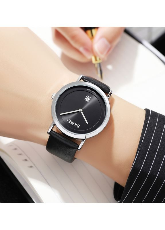 Годинники кварцові жіночі сріблясті зі шкіряним ремінцем для повсякденного носіння та стильного образу ProDobro (367264192)