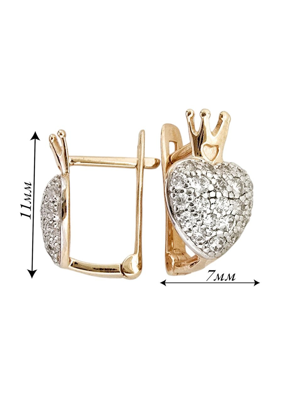 Золотые детские серьги «Сердце с короной» Харьковская ювелирная фабрика 700230-1с Харківська ювелірна фабрика (355795819)