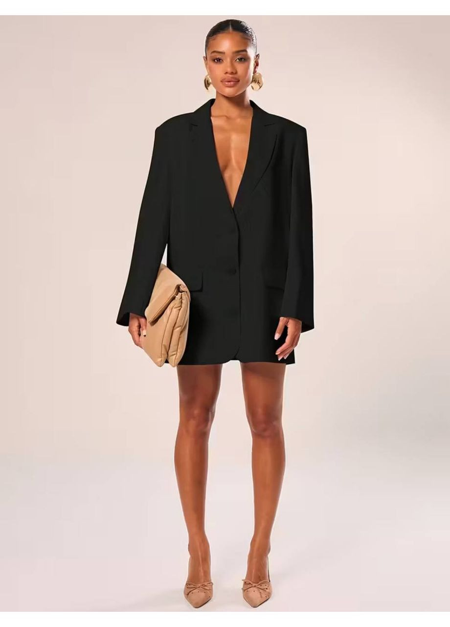 Черный женский пиджак из качественной костюмной ткани — замер в описании Vione однотонный - всесезон