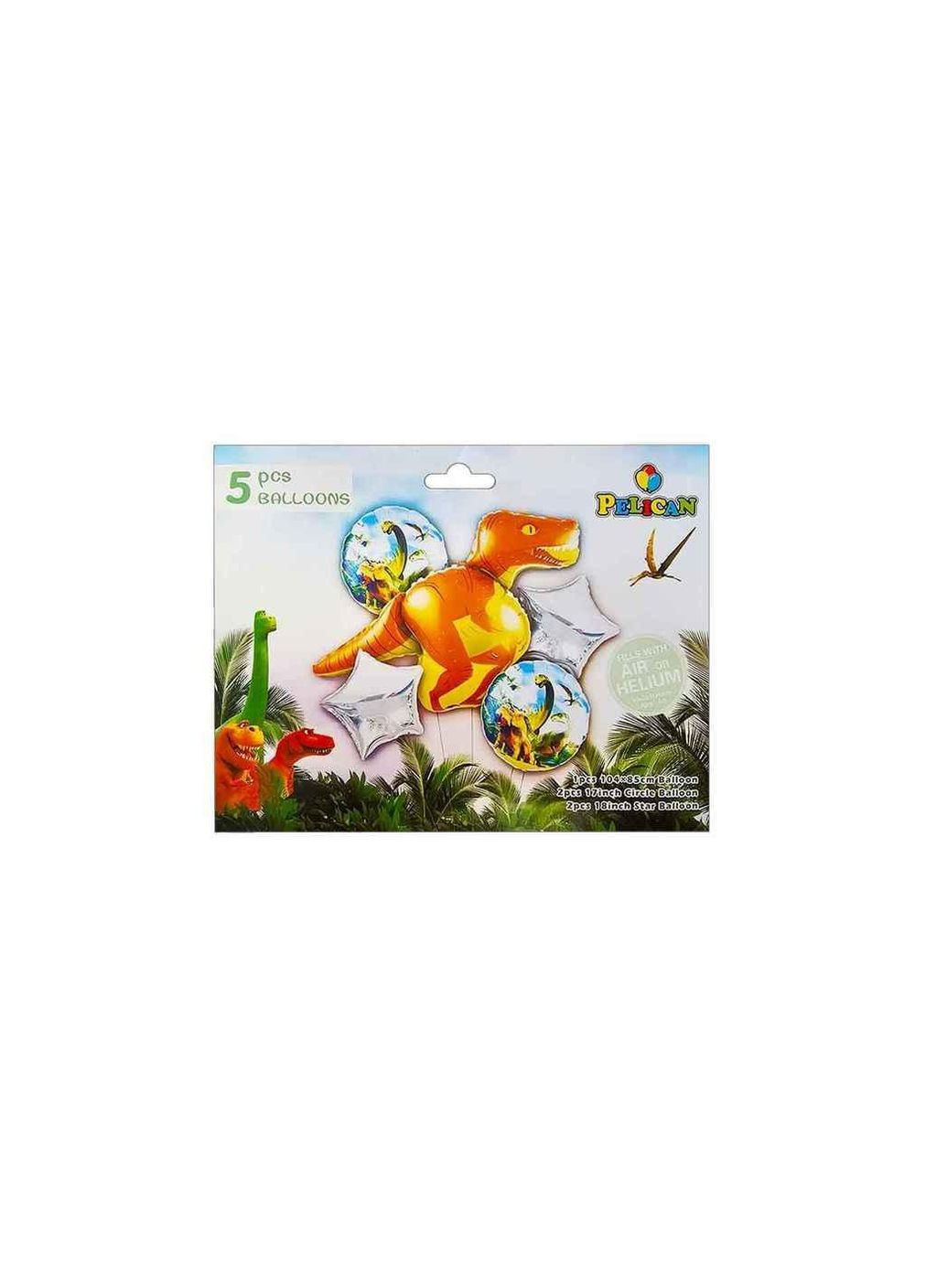 Набір з кульок ТИРАНОЗАВР 5 фольгованих ТМ PELICAN (325258019)