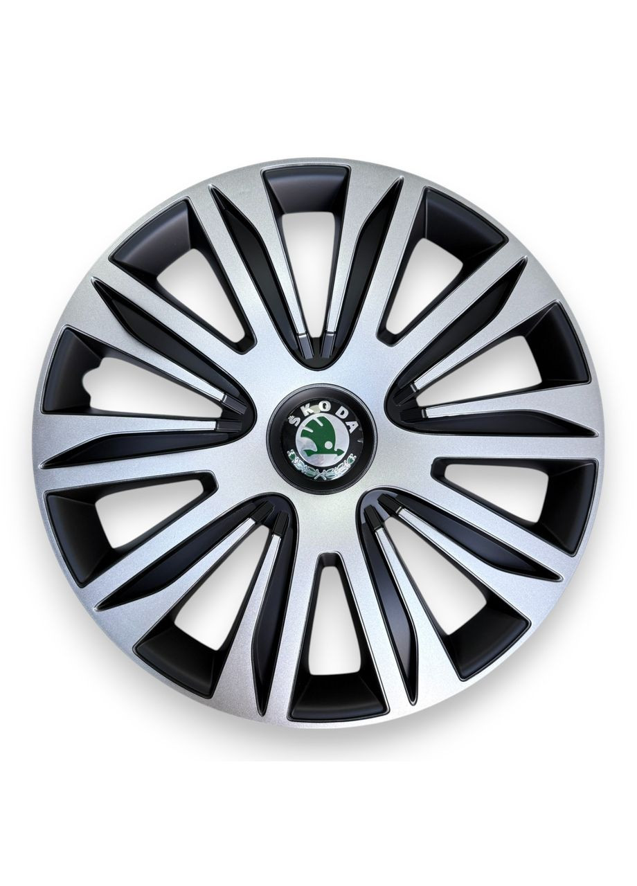 Ковпаки на колеса Nardo Silver Black R14 з логотипом Skoda ковпаки на диски Нардо Сільвер Блек Р14з логотипом Шкода No Brand (364463285)