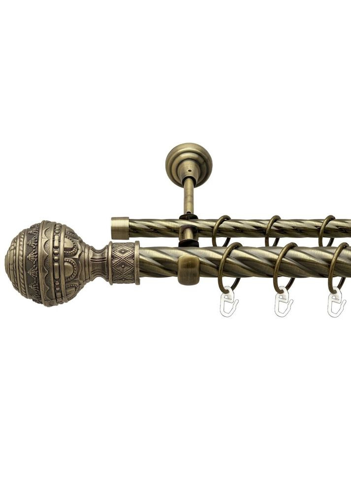 Карниз Арабеска металлический двухрядный открытая скрученная труба Антик 25\16 мм 200 см (00-00018030) ORVIT (300689001)