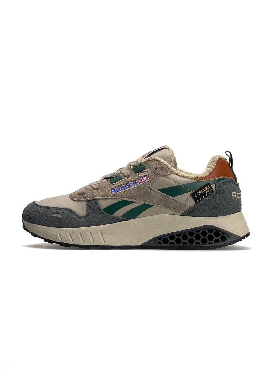 Комбіновані Осінні кросівки чоловічі reebok No Brand Classic Leather Hexalite Brown Grey Green