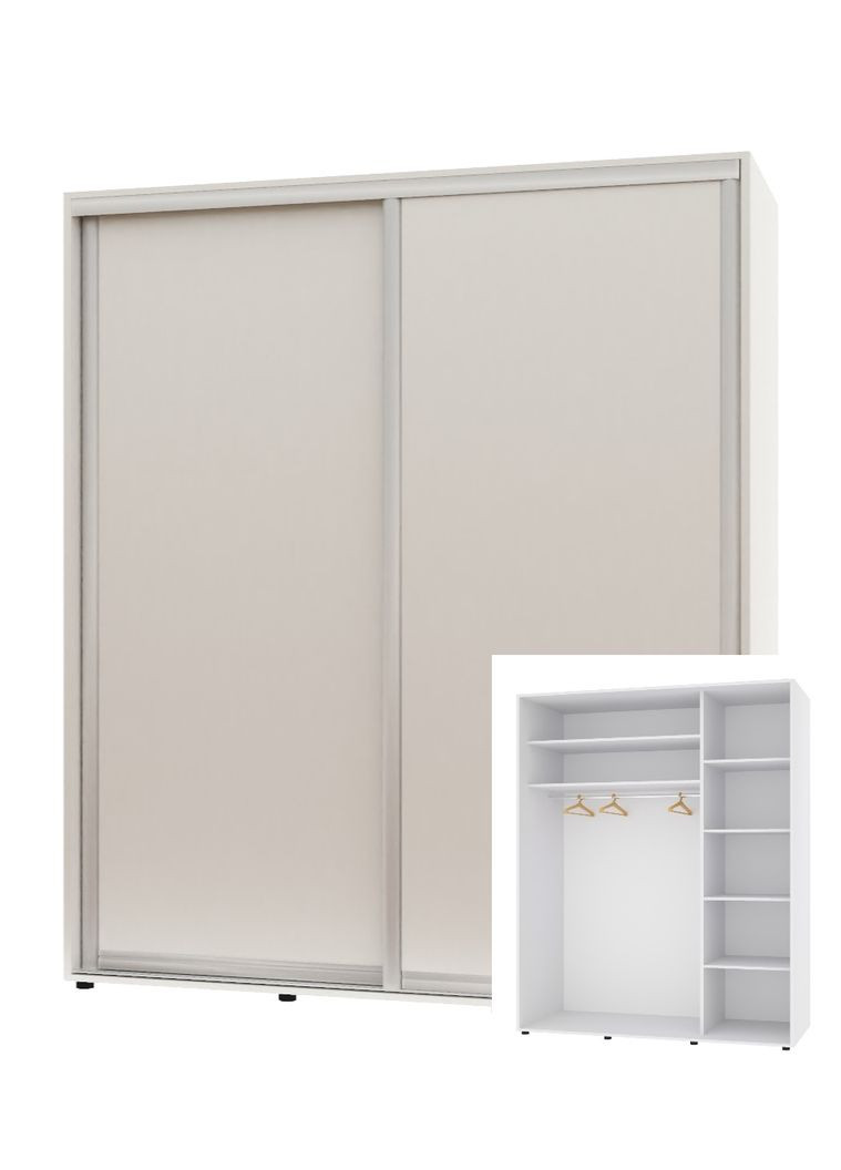 Шафа-купе дводверна 200*45*210 см Білий 2 двері ДСП Стандарт Комфорт Меблі (360431687)