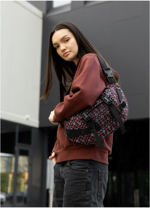 Велика тканинна жіноча поясна сумка бананка Чорна з принтом (1105038721) Sambag (360965527)