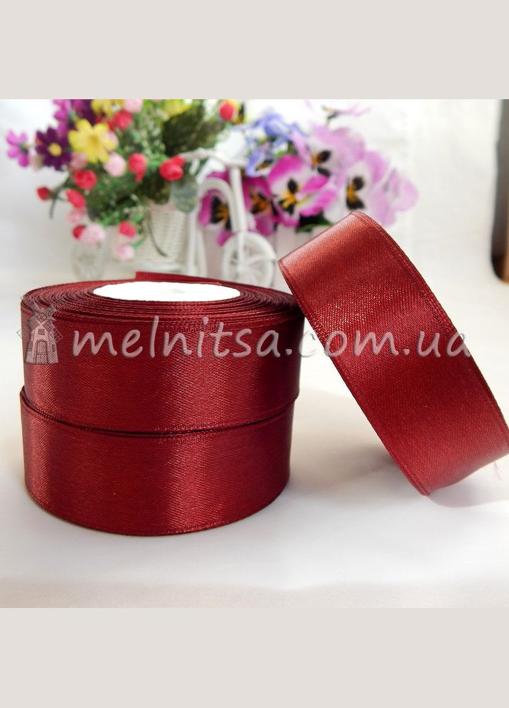 Стрічка атласна, однотонна, 2,5 см, №48 бордова No Brand (341731013)