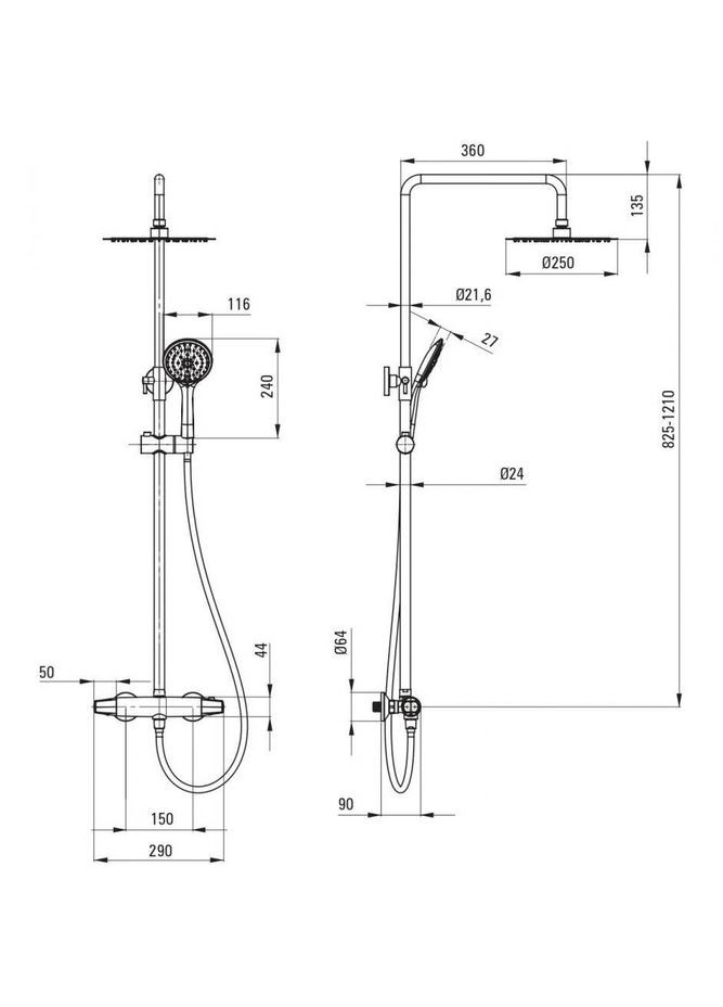 Душова система Jasmin Black (NAC_N4GT) Deante (322908118)
