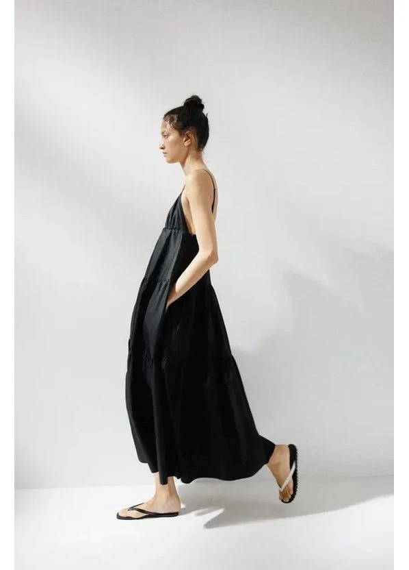женский черное платье миди 4772/215 Zara