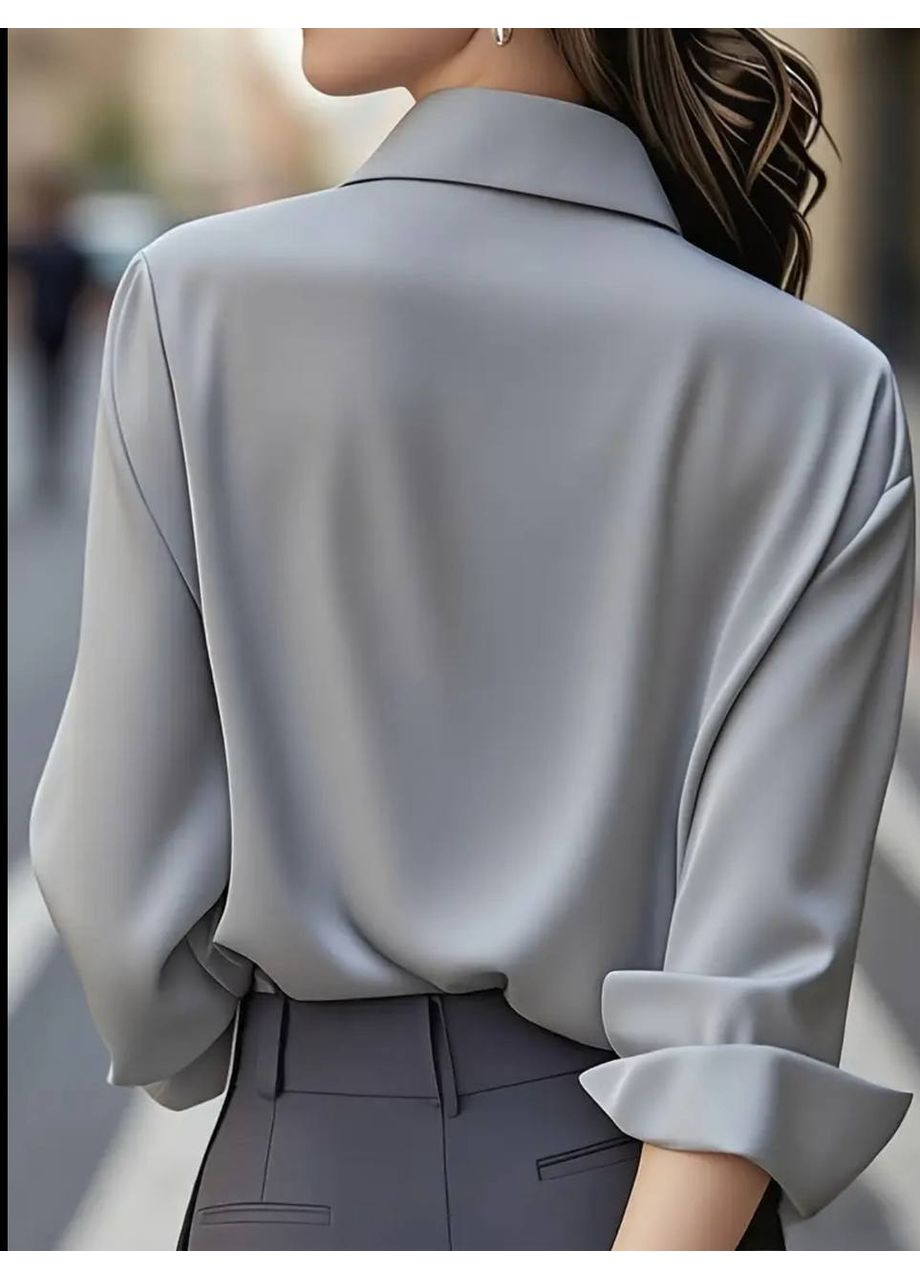 Серая повседневный рубашка однотонная Україна с длинным рукавом